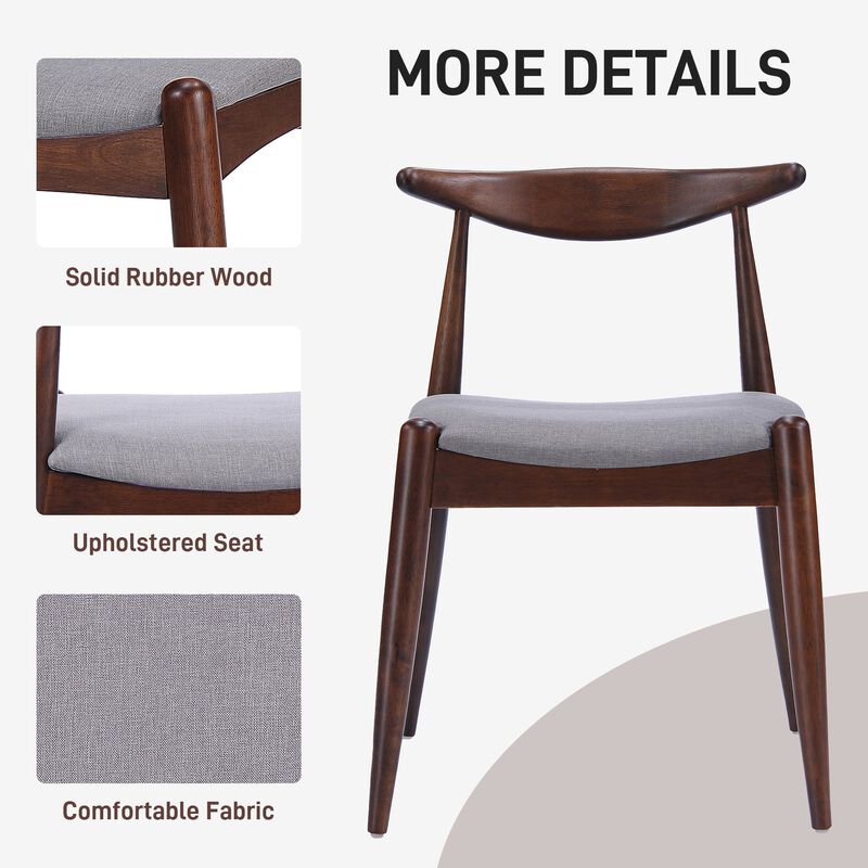 Set of 2 Rubberwood Dining Chairs with Ergonomic Backrest and Cushioned Seats image number 5