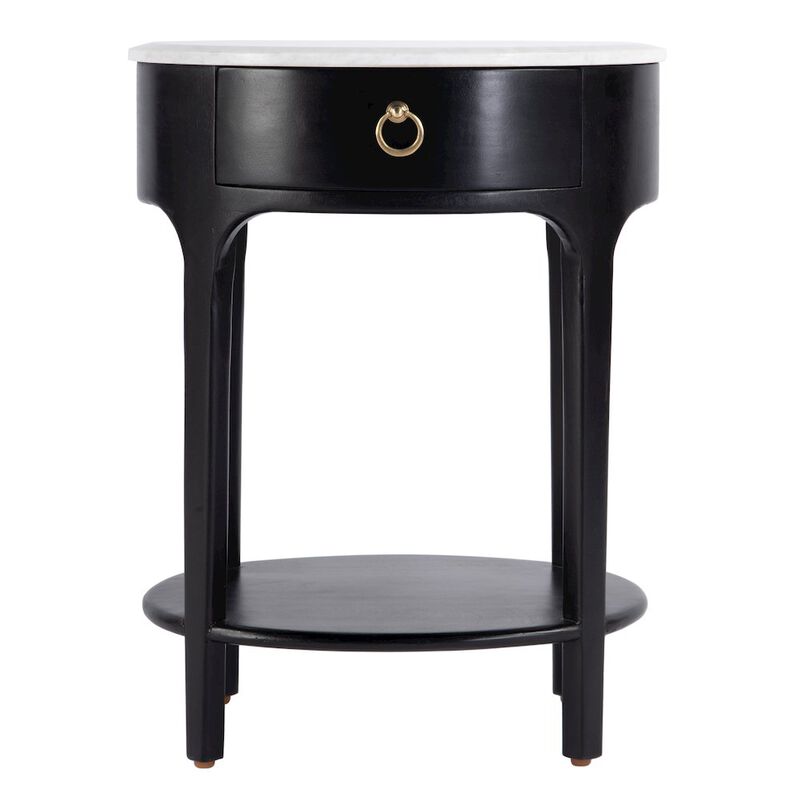 Butler Specialty Ellen 18.25 in. W Oval Marble and Wood 1 Drawer Nightstand, Black image number 4