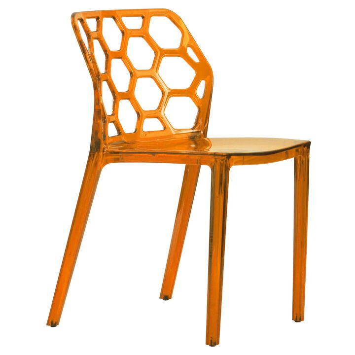 LeisureMod Dynamic Modern Dining Chair with Unique Honeycomb Cutout Design, Durable Molded Seat for Kitchen, Dining Room, Office, or Outdoor Use