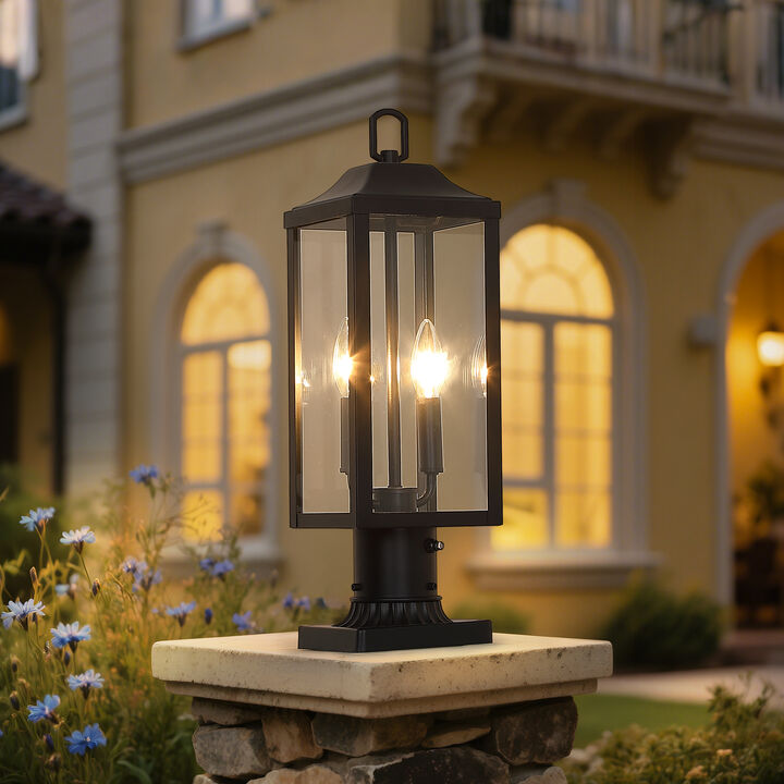 20 in. Dusk-to-Dawn Farmhouse Modern 2-Light  Outdoor Post Light
