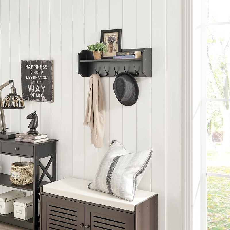 Utility Coat Rack Wall Shelf Organizer with Hooks
