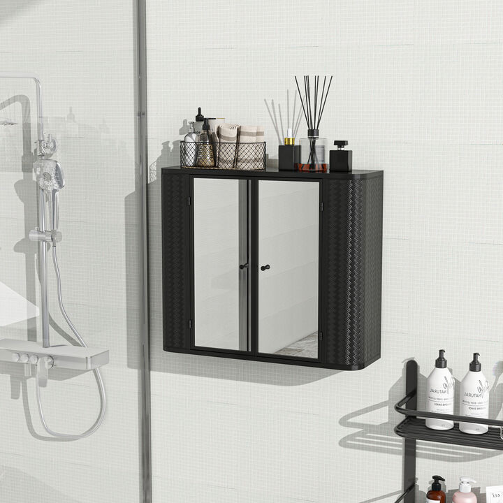 ELEMENT ACE Wall-Mounted Bathroom Storage Cabinet with Mirror Doors and Open Shelf