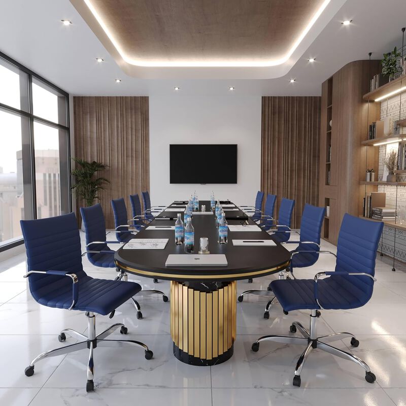 LeisureMod Harris Ergonomic Office Chair, Leather Upholstery with Adjustable Height, Lumbar Support, Swivel and Chrome Base for Home or Office