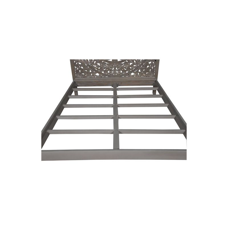Porter Designs Mandala Hand Carved Motif Queen Bed, Gray image number 2