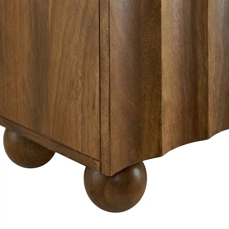 Scalloped Wood TV Stand in Neutral Finish with Spacious Storage image number 6