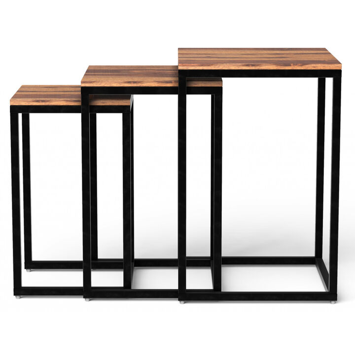 3-Piece Nested End Tables &ndash; Solid Wood Construction, Sleek Profile
