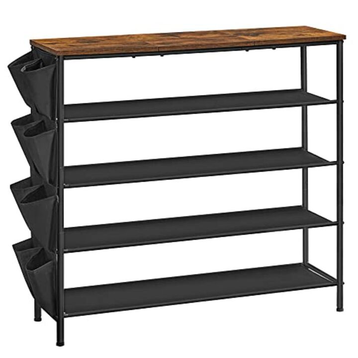 BreeBe 5-Tier Shoe Rack with 4 Fabric Shelves