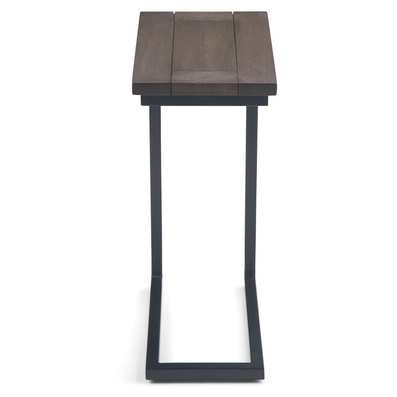 Skyler 18 inch Wide Solid Mango/Metal Industrial C Side Table in Walnut Brown/Black, Assembled
