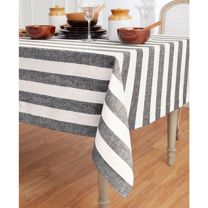 Solino Home 100% Pure Linen Tablecloth - Cabana Stripe