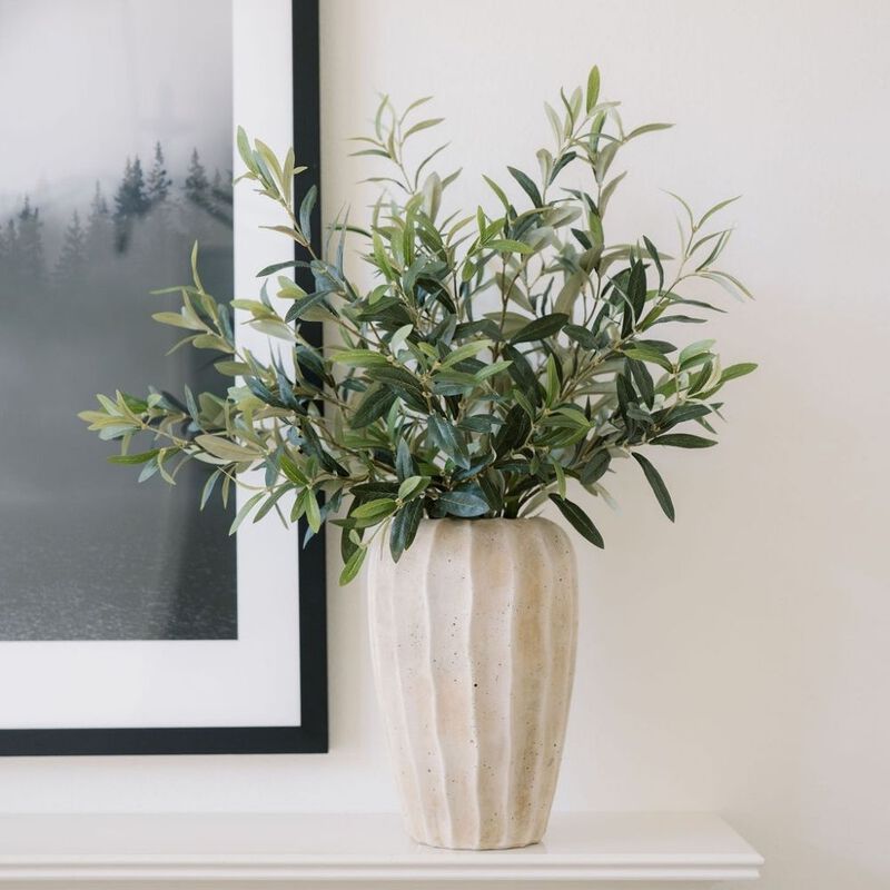 30" Faux Olive Arrangement in Artisan Vase image number 4