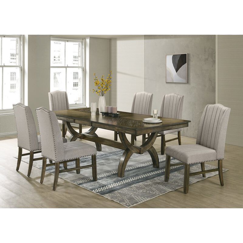 Best Quality Furniture 7pc wood dining set with extendable table
