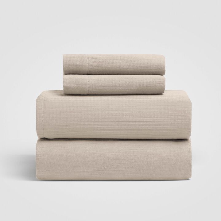 Calm Crinkled Comfort 4-Piece Sheet Set (Morning Fog)