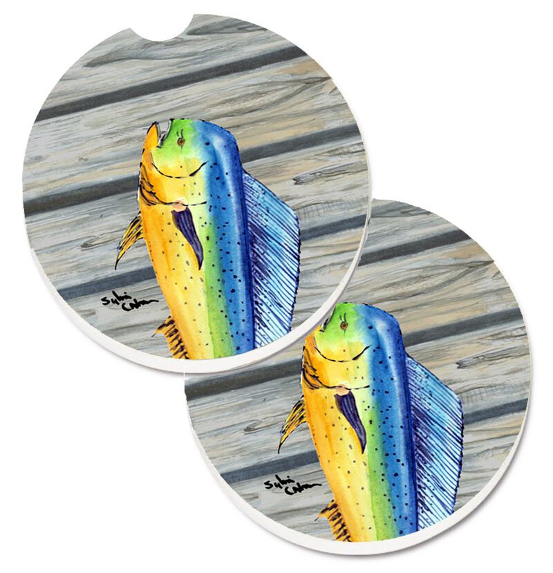Caroline's Treasures Mahi Dolphin Fish Set of 2 Cup Holder Car Coasters 8470CARC, 2.56, Multicolor