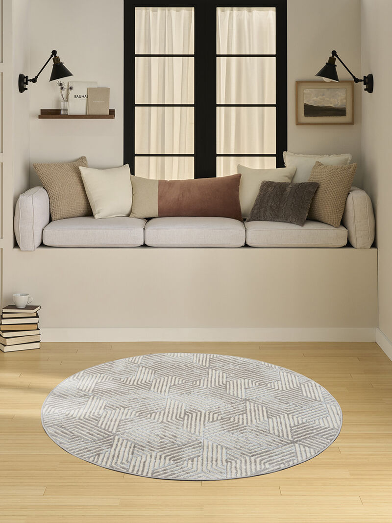 Grafix GRF39 Gray 4' x Round Rug