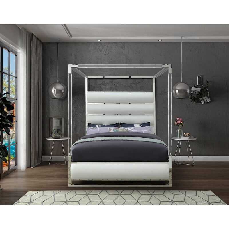 Meridian Furniture Encore White Vegan Leather King Bed