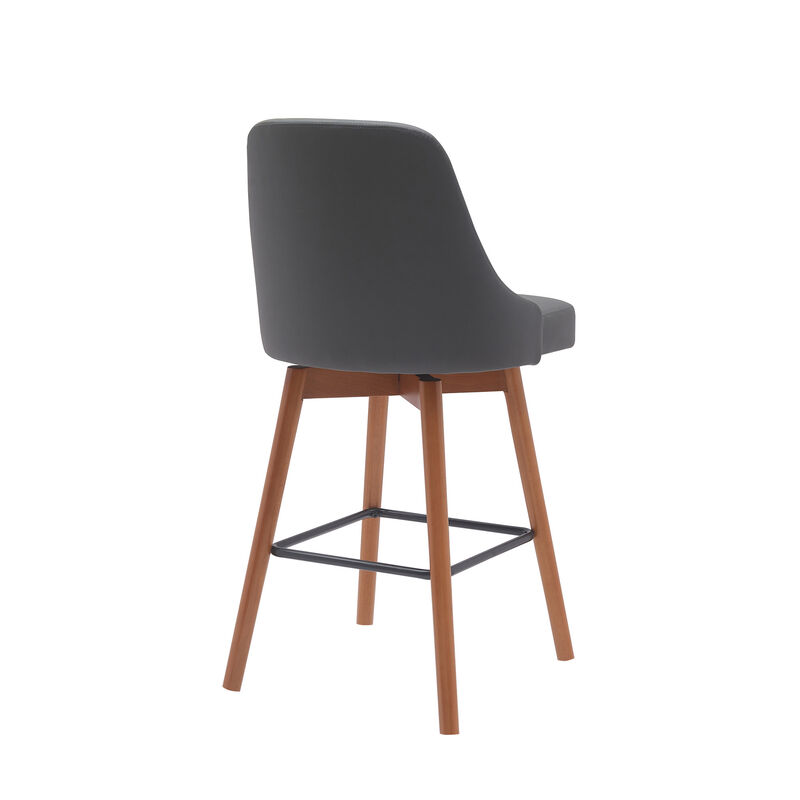HomeRoots Solid Wood Frame Faux Leather Armless Counter Stool image number 3