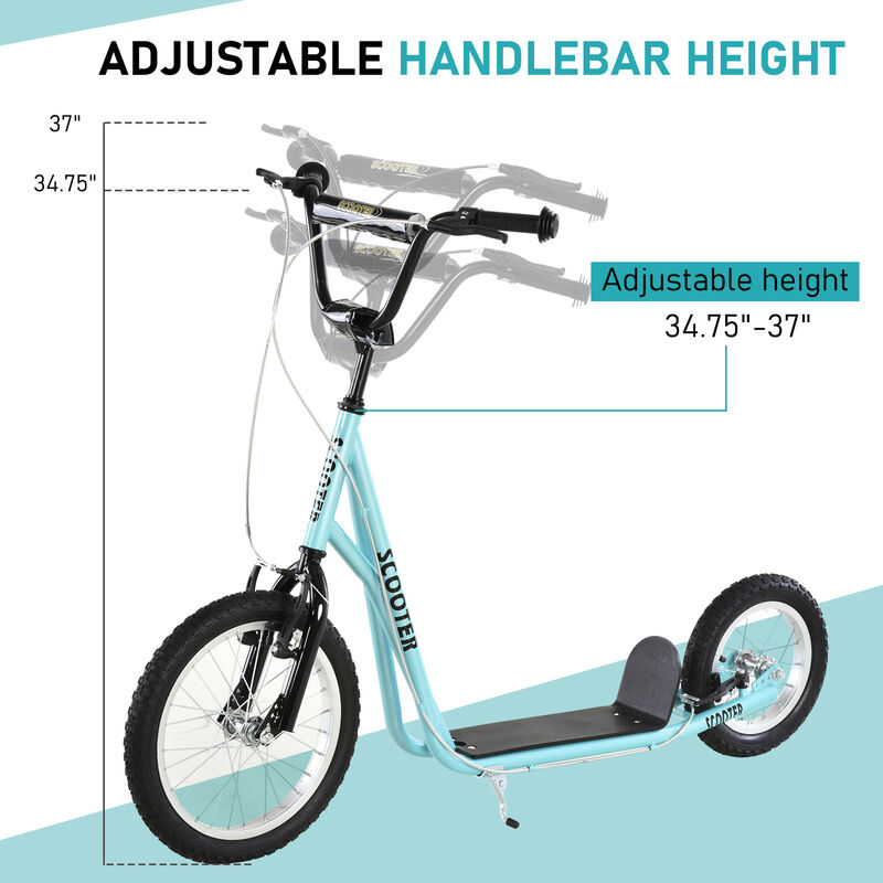 BreeBe Teens Youth Scooter Ride On Toy with Adjustable Handlebar, Dual Brakes, and Inflatable Wheels image number 6