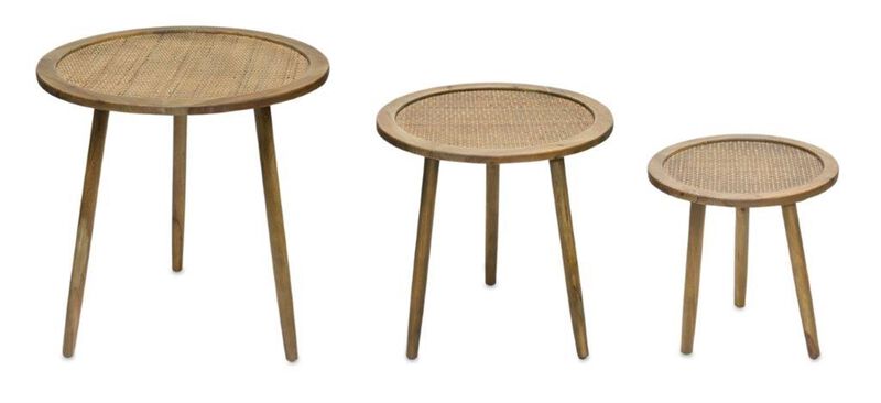 Set of 3 Nesting Accent Tables, Solid Wood Construction