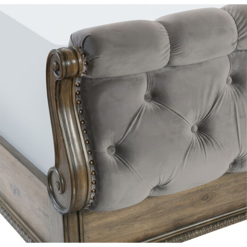 Queen Bedroom Set, Gray, Brown Wood, 5 Piece Set with 2 Nightstands, Dresser, and Chest image number 3