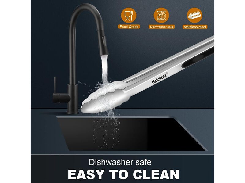 Eddeas Stainless Steel Kitchen Tongs set of 3