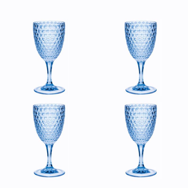Set of 4 Diamond Acrylic Stemmed Wine Glasses for Dining, Parties, and Everyday Use