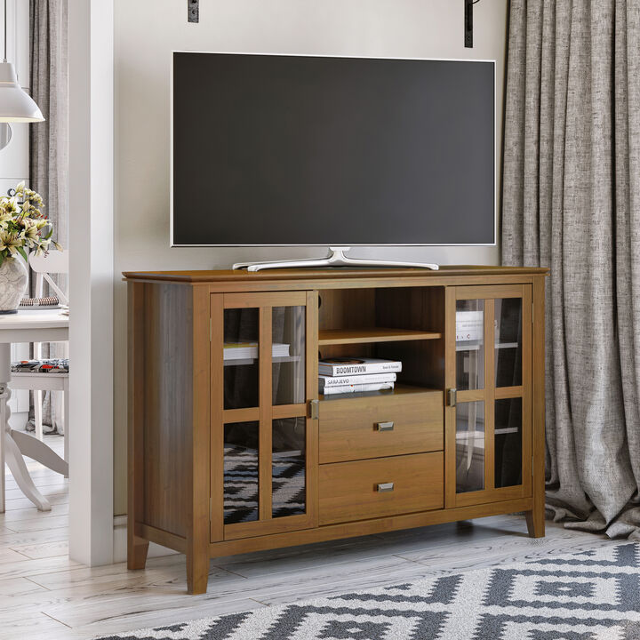 Artisan SOLID WOOD 53 inch Wide Transitional TV Media Stand in Honey Brown For TVs up to 60 inches