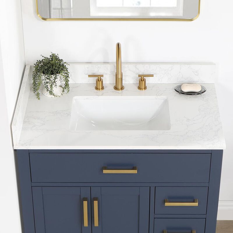 Altair 36 Single Bathroom Vanity in Royal Blue with Mirror