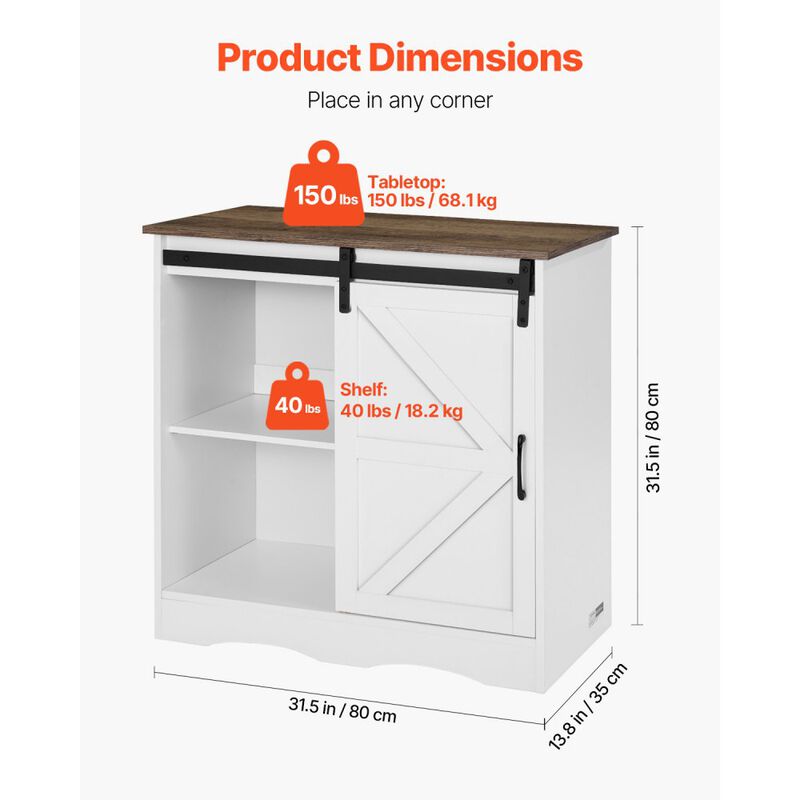Coffee Bar Table with 3 Tiers and Magnet-Closure Doors for Home Beverage Station
