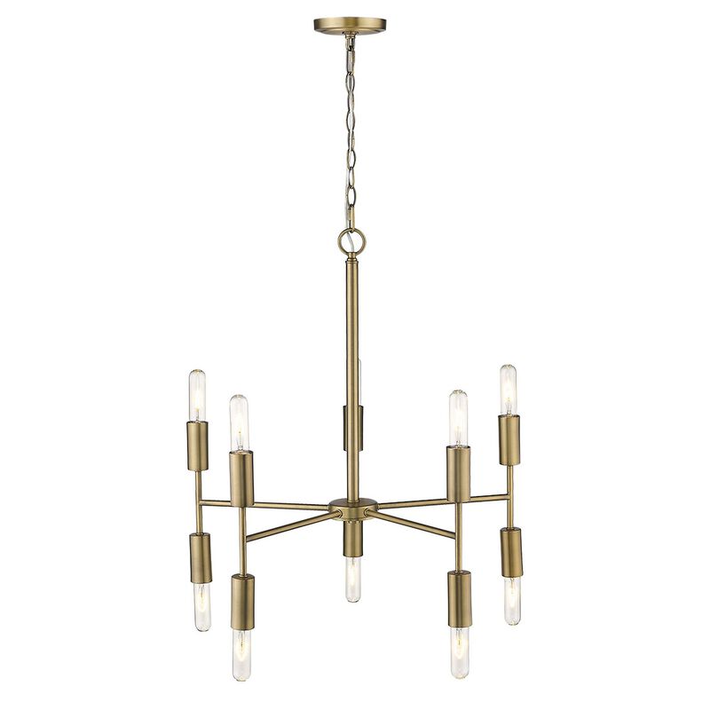 Hivvago Brass Candle Style Ten Light Metal Dimmable Chandelier
