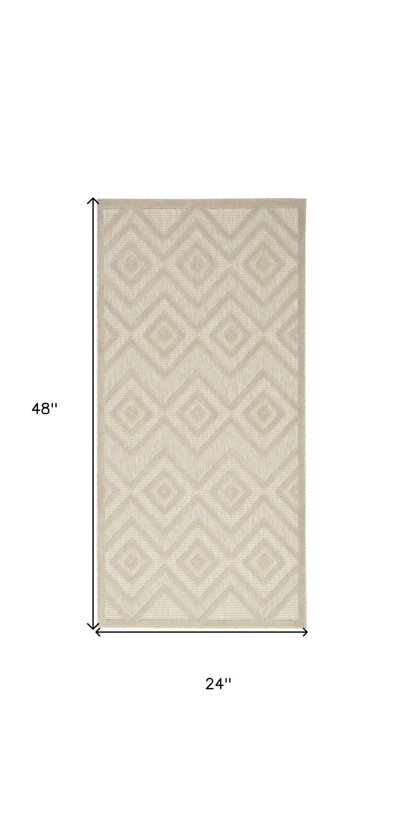 HomeRoots 2' X 4' Cream And Beige Geometric Indoor Outdoor Area Rug image number 5