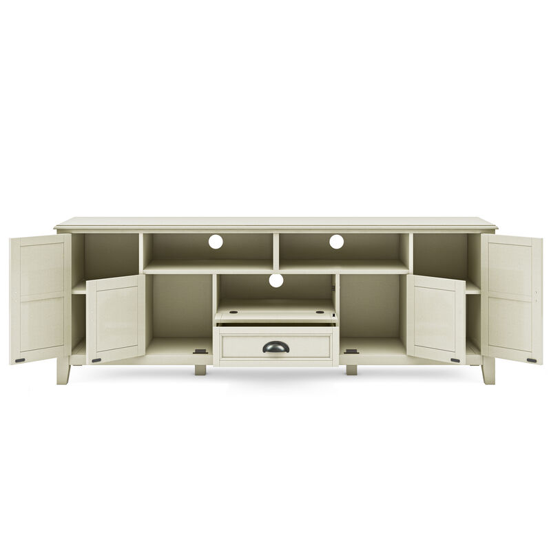 Burlington SOLID WOOD 72 inch Wide Transitional TV Media Stand in Antique White For TVs up to 80 inches