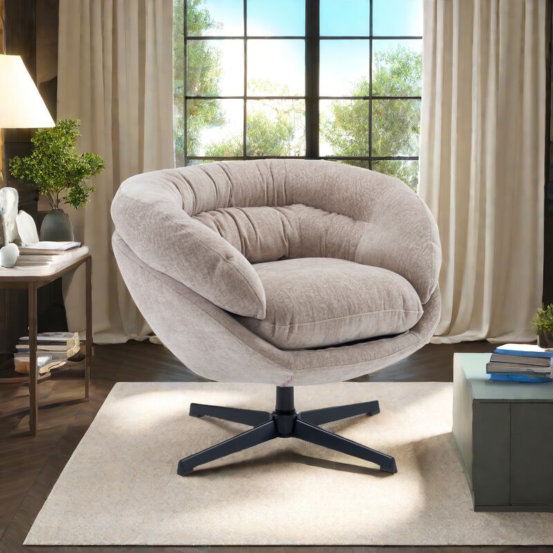 Merax Chenille Upholstered 360° Swivel Accent Chair