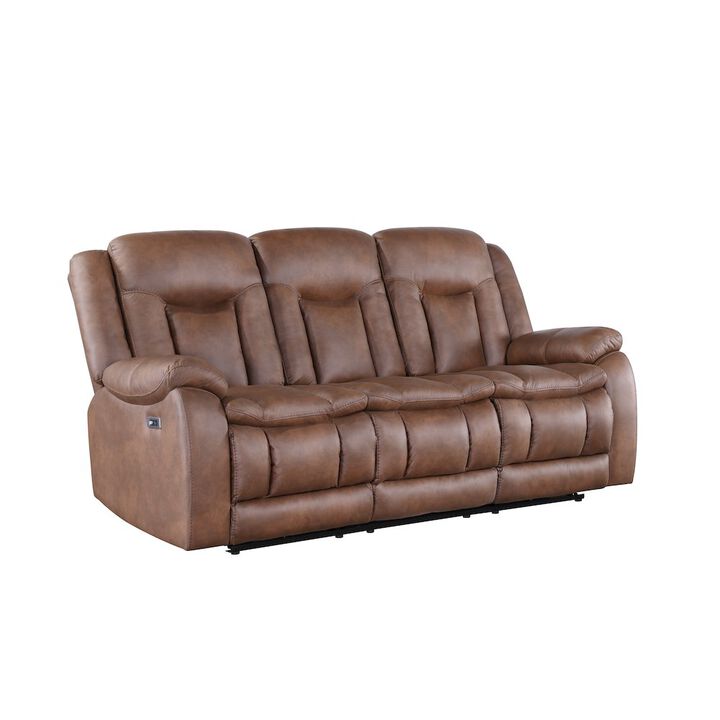 New Classic Furniture Morello Fabric Sofa with Power Footrest, Brown