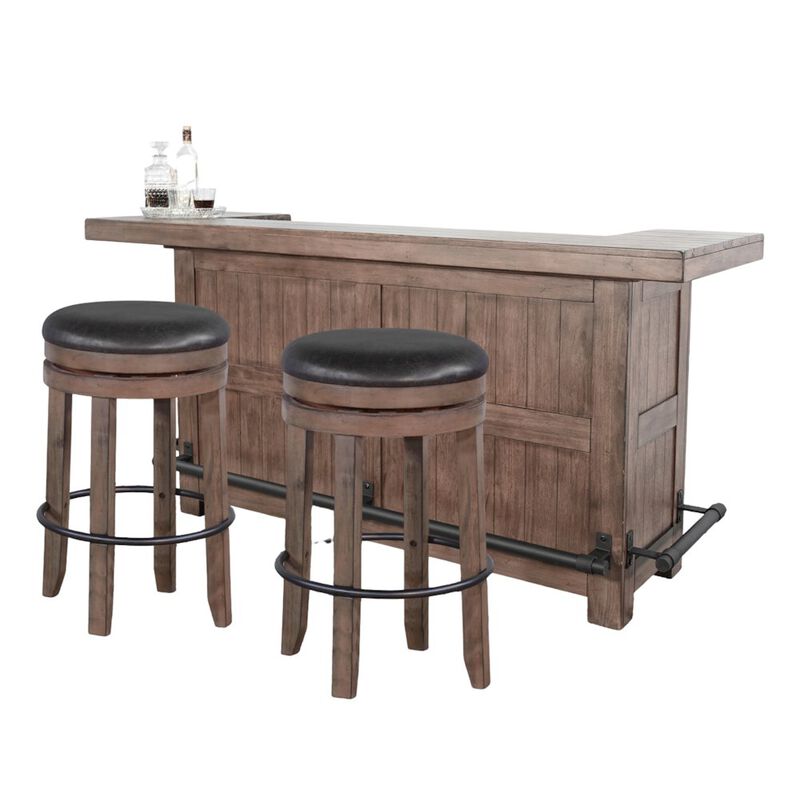 Sunny Designs 80" Traditional Wood Home Bar with Stools image number 0