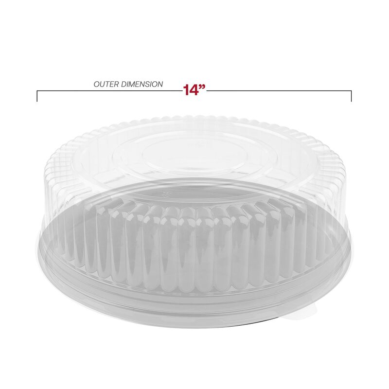 14" Black Round Plastic Trays with Lids (25 Sets) image number 3
