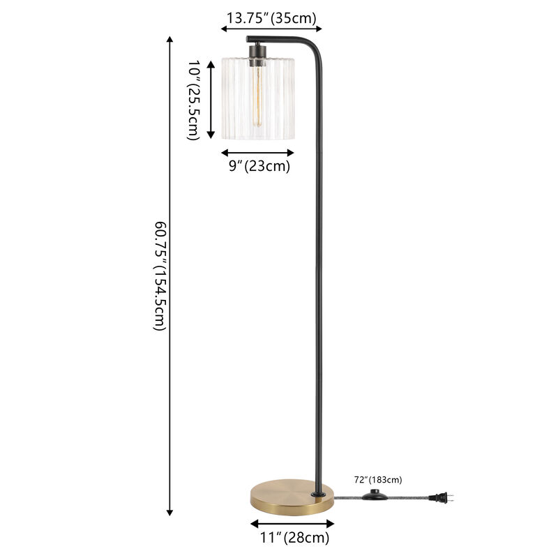 Easton Modern Minimalist Metal/Ribbed Glass LED Floor Lamp