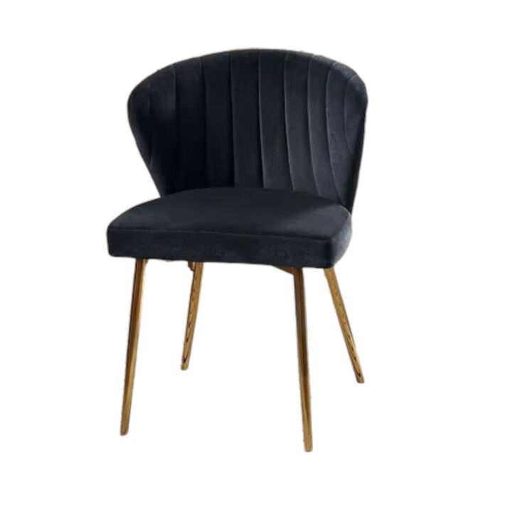 Hivvago Velvet Upholstered Wingback Accent Side Chair w/ Gold Metal Legs