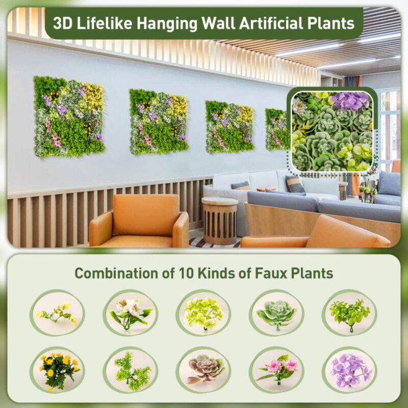 Hivvago 3D Hanging Succulents with 10 Types of Mixed Faux Plants for Balcony Home