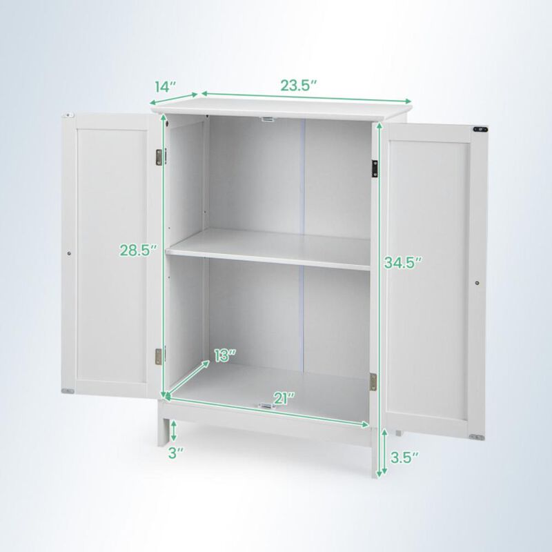 Hivvago 2-Door Freee-Standing Bathroom Cabinet with Shelf