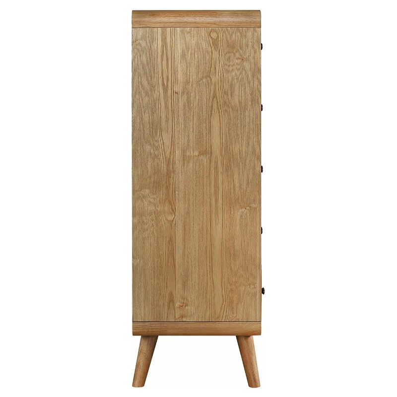 Ryb Tall Dresser Chest with 5 Drawers, Angled Legs, Brown Rubber Wood image number 5