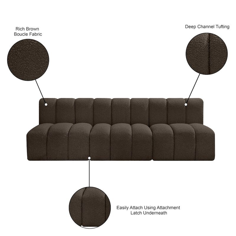 Meridian Furniture Arc Brown Boucle Fabric Modular Sofa