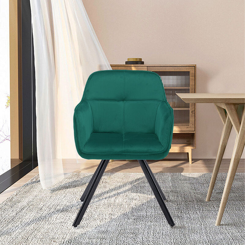 Tufted Velvet and Metal Dining Arm Chair