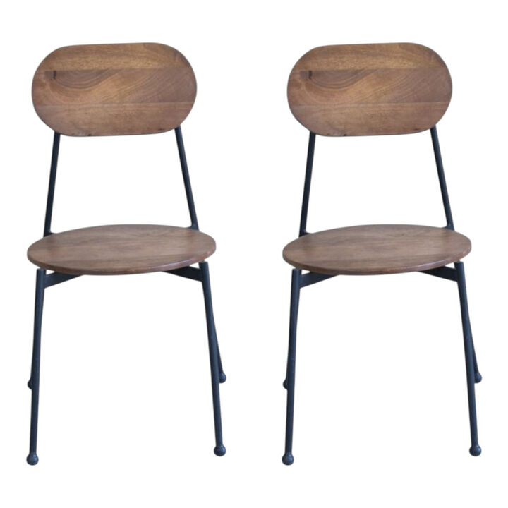 Metal and Wood King Louis Back Dining Side Chairs – Set of 2 Elegant Seats