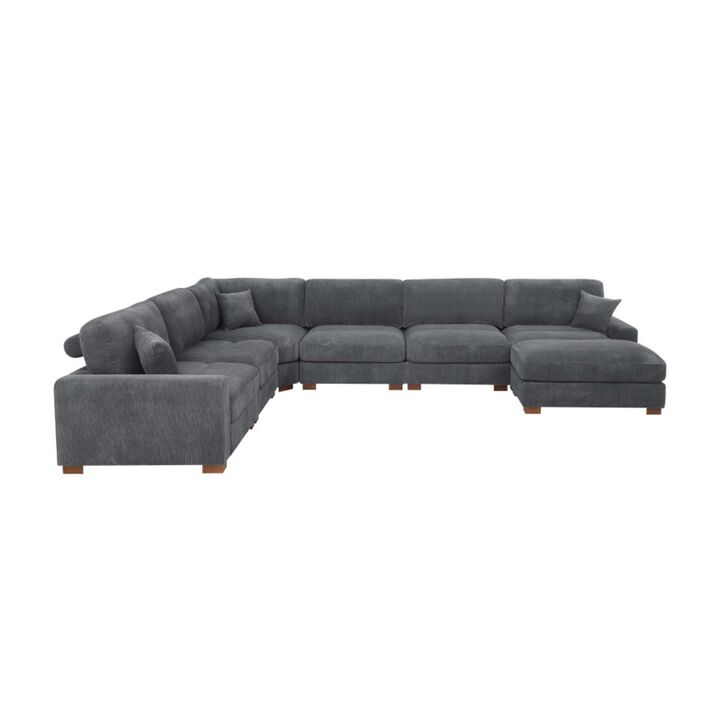 Glogru 159.5 Inch Corduroy Modular Corner Sectional Sofa
