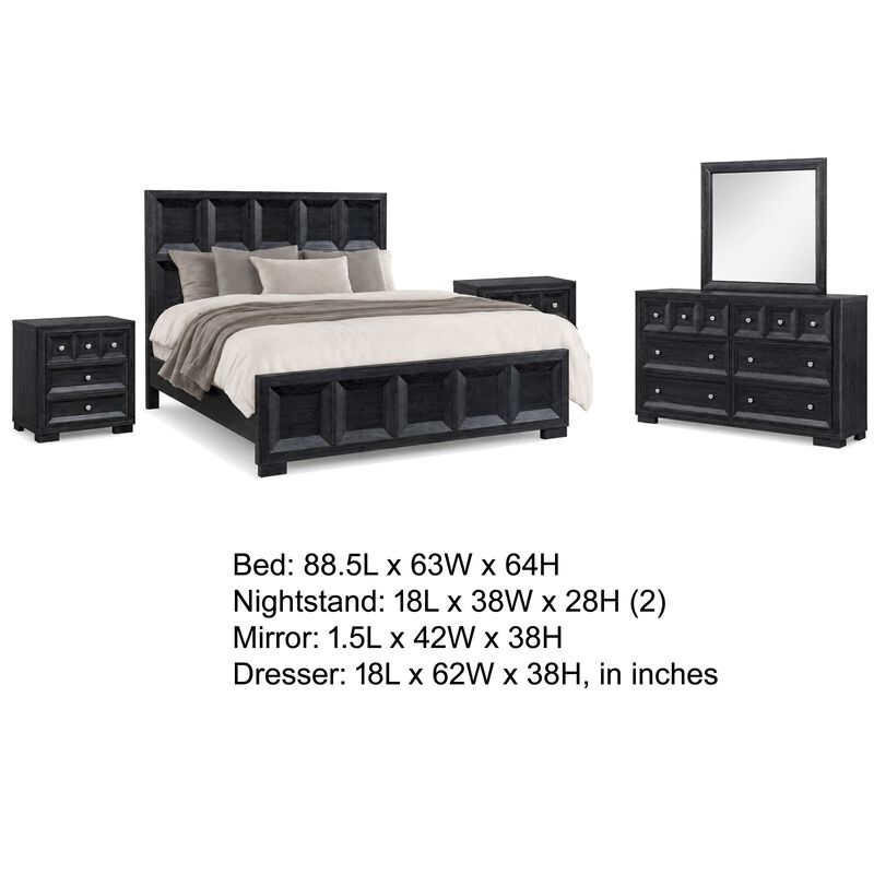 Kizie 5pc Queen Bedroom Set, Recessed Panel, Weathered Black Wood image number 7