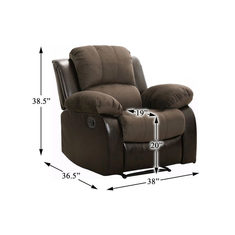 Lexicon Cranley Textured Fabric Reclining Chair In Chocolate image number 3