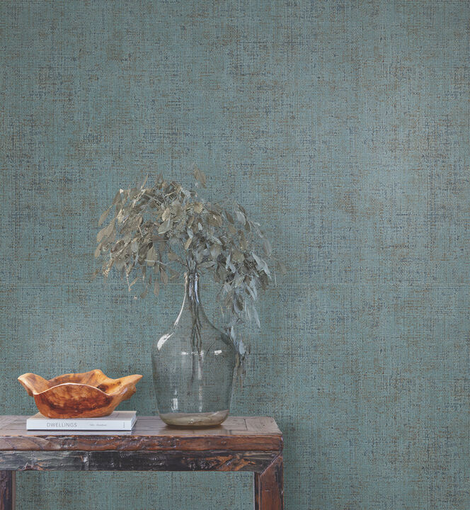 Alma Blue Faux Weave Wallpaper