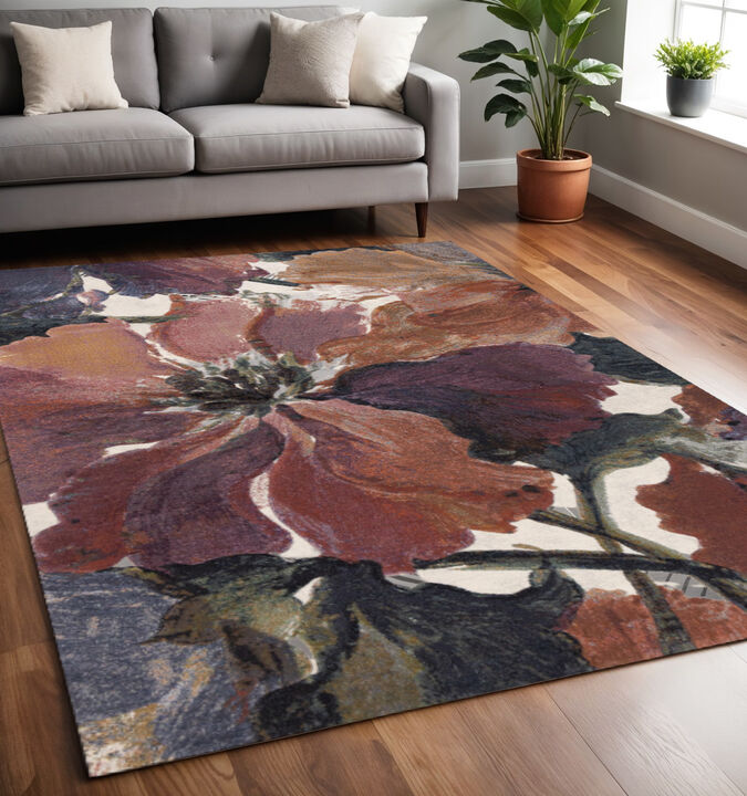 HomeRoots Botanical Leaves Area Rug