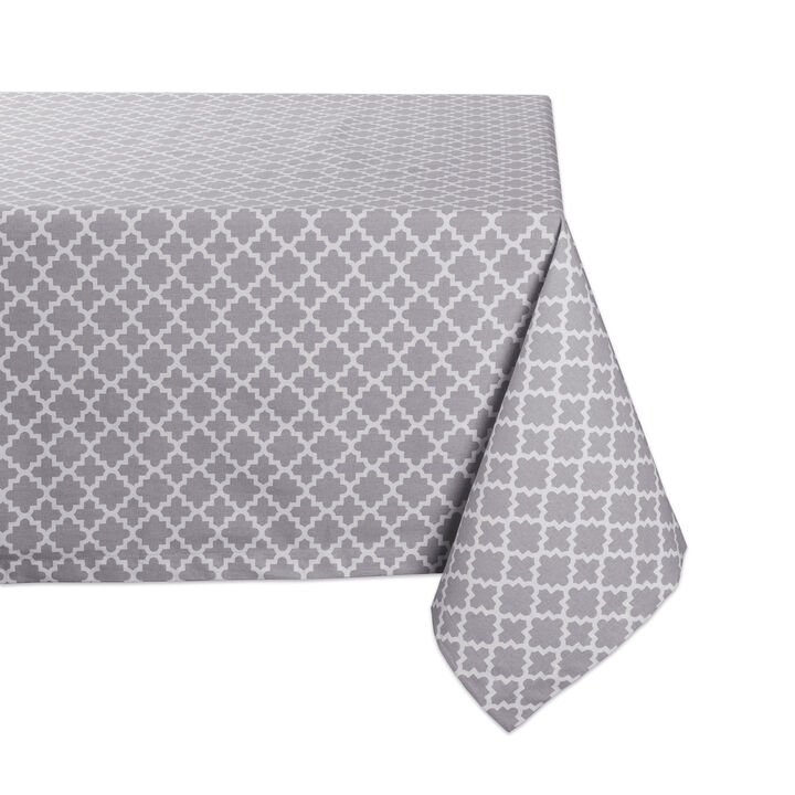 84" Gray Cotton Lattice Tablecloth
