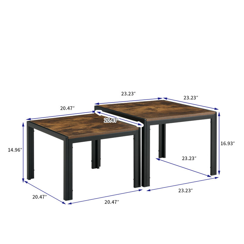 Nesting Coffee Table Set Modern Stacking Tables Wood Finish Living Room Furniture Set of 2